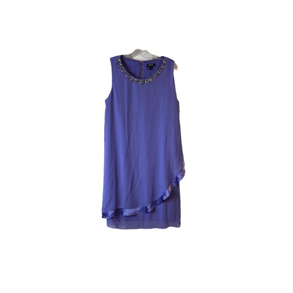 SLNY Women's‎ Purple Beaded Neck Sleeveless Chiffon Dress - Size 14 NWT Party - Picture 2 of 13